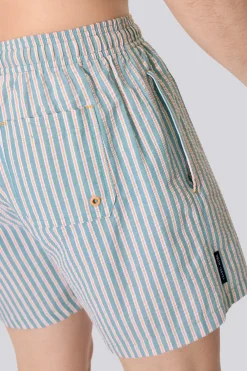 Maiô Meio Ysabel Mora Listras Azuis E Laranja. Coleção Boat