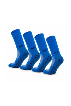 Pack 2 Pares Meias Futebol Grip Pro Antiderrapantes Azul