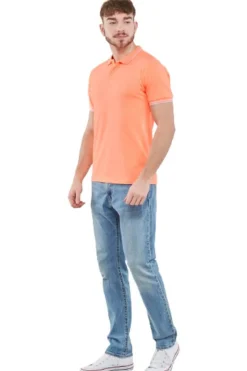 Polo De Manga Curta Homem Kappa Logo Ezio Slim. Laranja