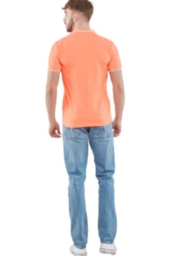 Polo De Manga Curta Homem Kappa Logo Ezio Slim. Laranja