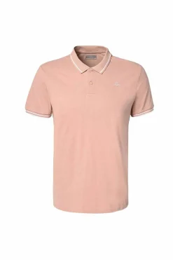 Polo De Manga Curta Homem Kappa Logo Ezio Slim. Rosa-branco