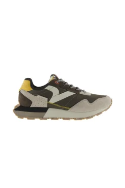 Ténis De Couro Rachado V. 1985 Wing Tech Nylon Com Logótipo Retro E Sola Tricolor